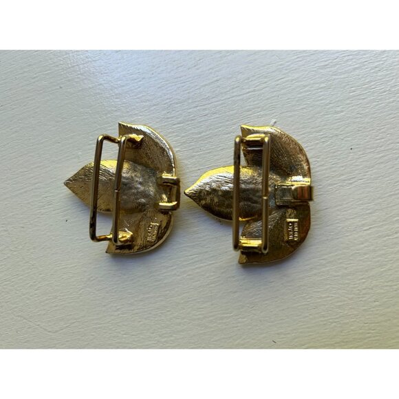 MIMI DI N 1981 Belt Buckle LEAVES Interlocking Gold Tone Metal Vintage Signed - Picture 6 of 9